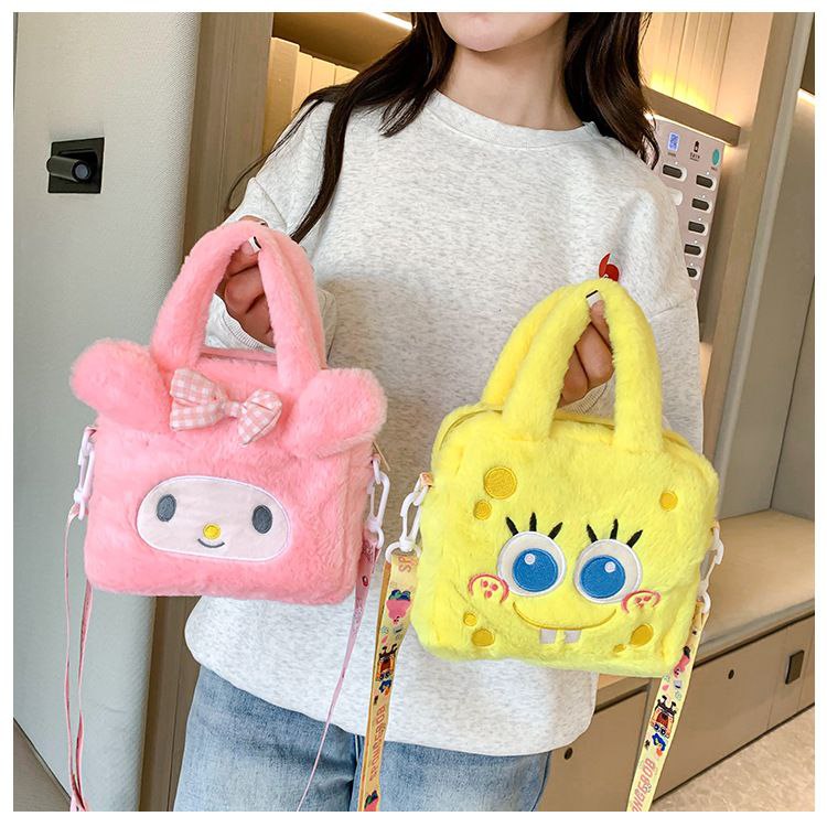 Sac kawaii Sanrio, sac en peluche Kuromi, sac bandoulière My Melody, Hello Kitty, sac Cinnamoroll, style dessin animé