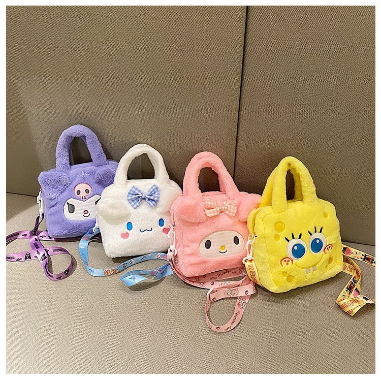 Sac kawaii Sanrio, sac en peluche Kuromi, sac bandoulière My Melody, Hello Kitty, sac Cinnamoroll, style dessin animé